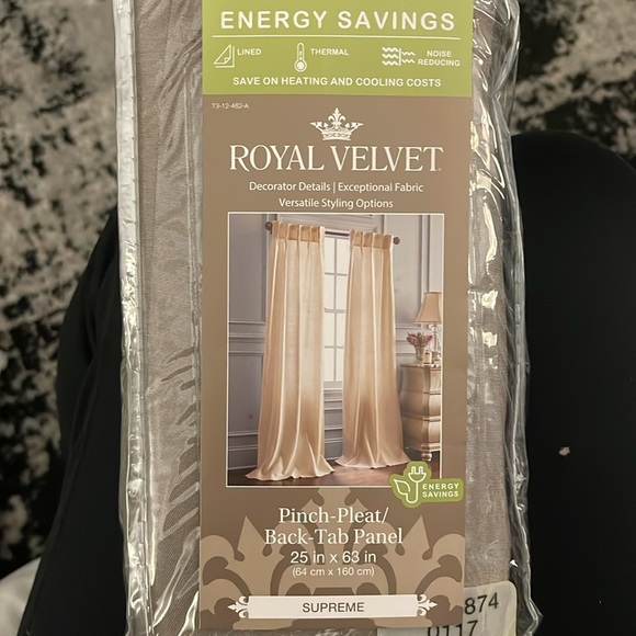 Royal Velvet Walnut Pinch-Pleat Back Tab Curtain Panel Supreme 25 in x 63 in. - Picture 1 of 5